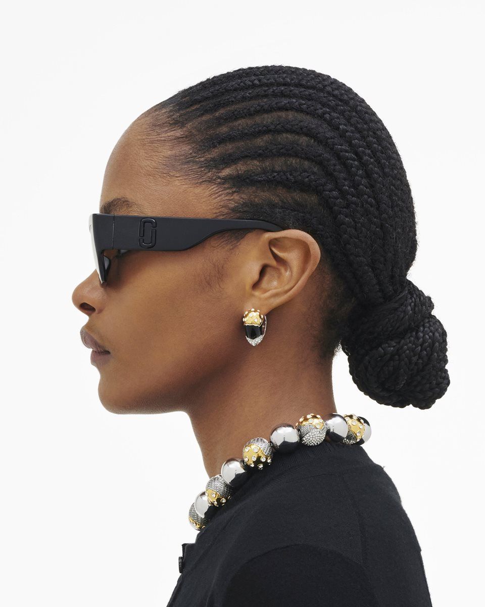 Lunette de Soleil Marc Jacobs The J Marc Square Cat Eye Sunglasses Femme Noir | 876BIGRHP