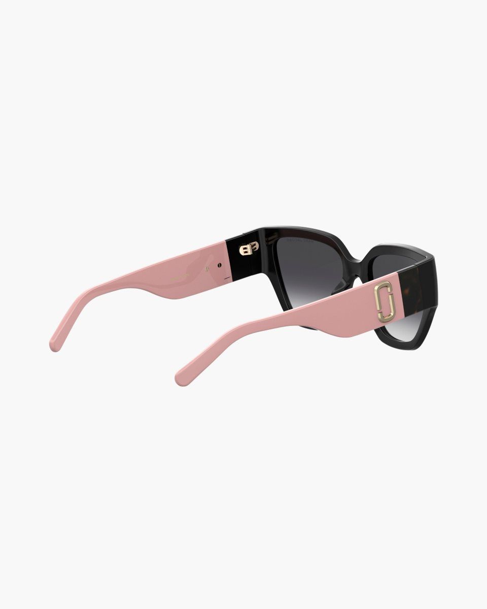 Lunette de Soleil Marc Jacobs The J Marc Rectangular Colorblock Sunglasses Femme Noir Rose | 921LFGNVO