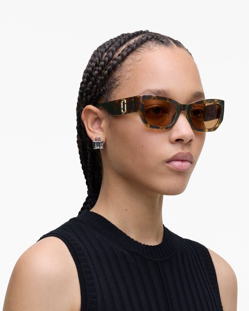 Lunette de Soleil Marc Jacobs The J Marc Square Cat Eye Sunglasses Femme Havana | 162RBHPWA