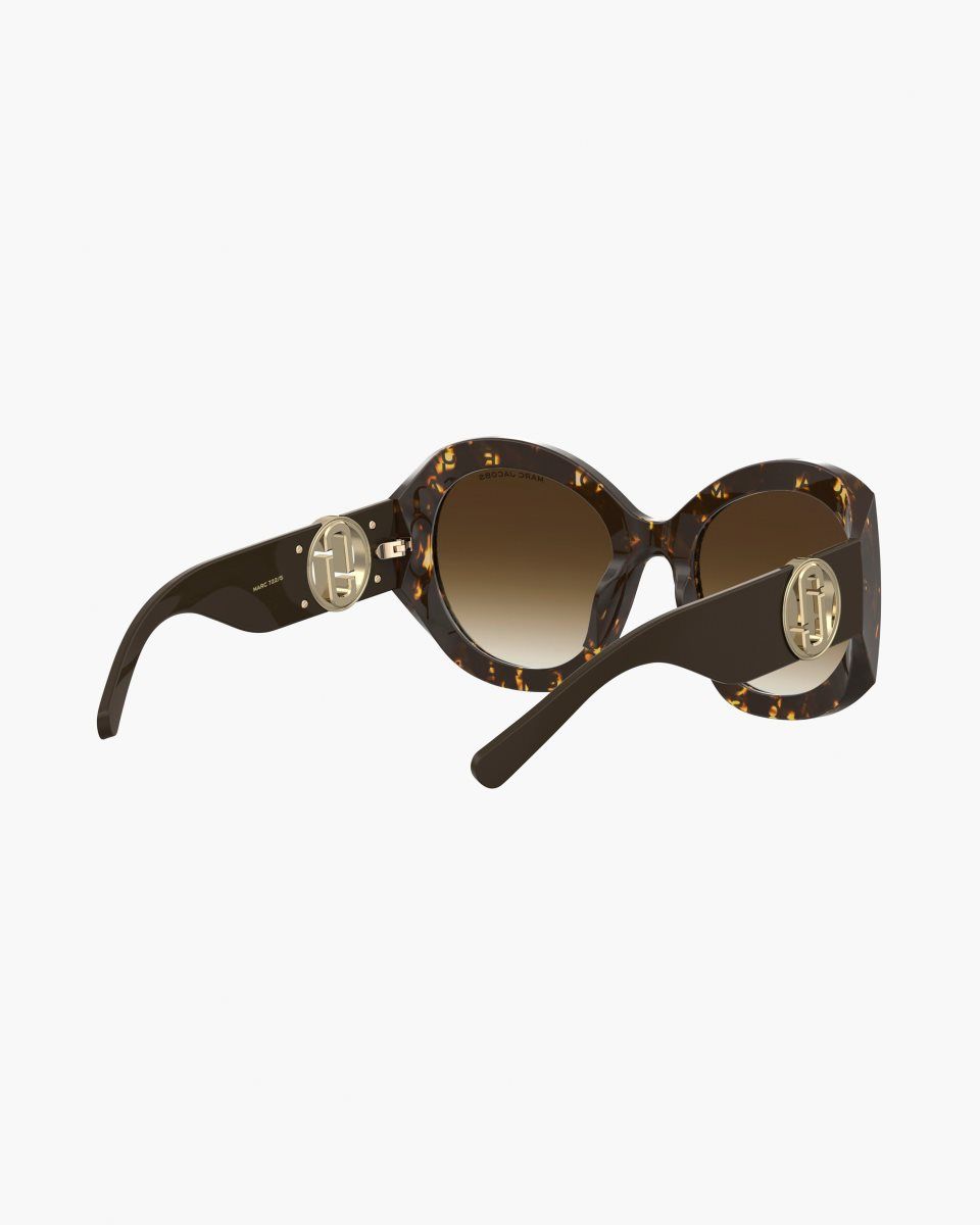 Lunette de Soleil Marc Jacobs The J Marc Monogram Round Sunglasses Femme Havana | 169WCJSMX