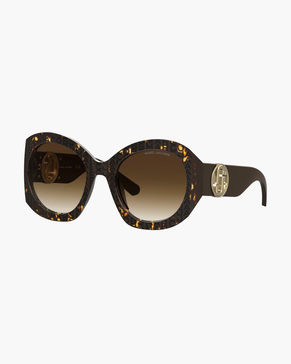 Lunette de Soleil Marc Jacobs The J Marc Monogram Round Sunglasses Femme Havana | 169WCJSMX