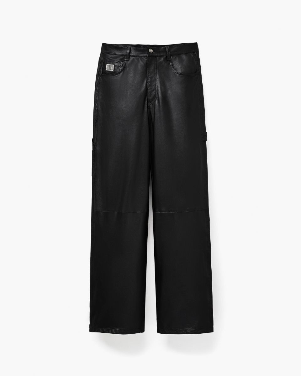 Pantalons Marc Jacobs Oversized Leather Pant Femme Noir | 582VWOJXE