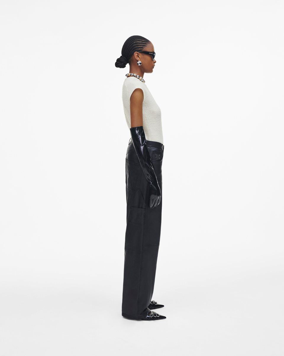 Pantalons Marc Jacobs Oversized Leather Pant Femme Noir | 582VWOJXE