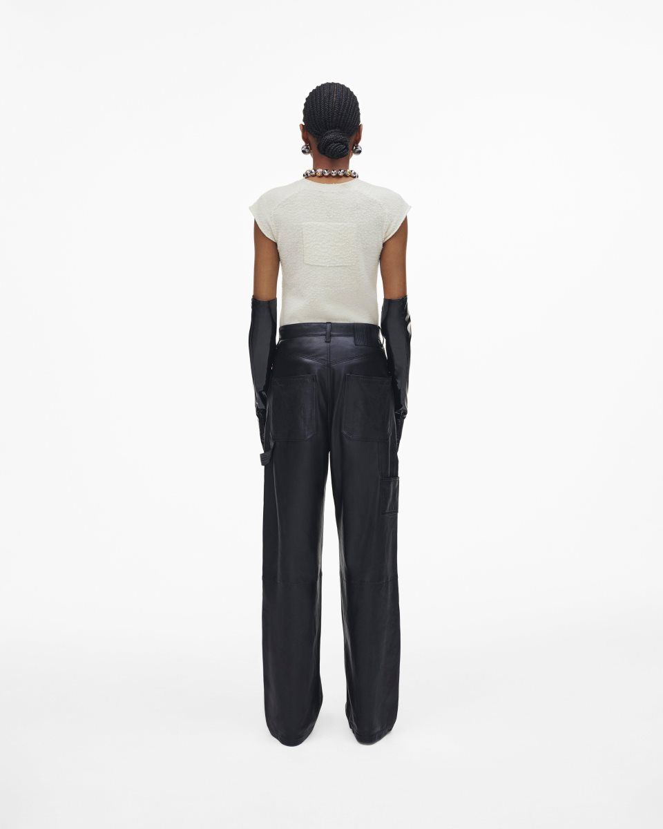 Pantalons Marc Jacobs Oversized Leather Pant Femme Noir | 582VWOJXE