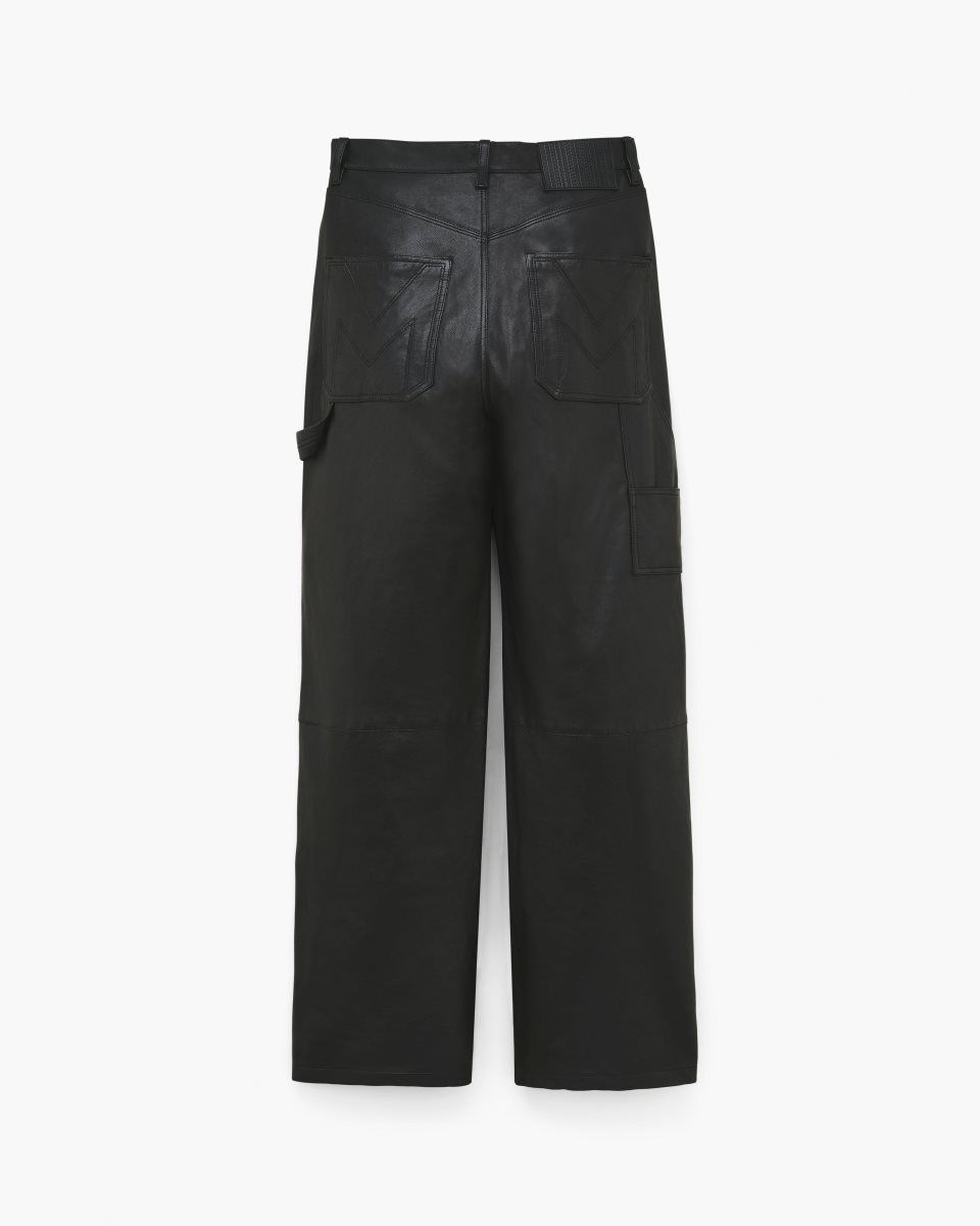 Pantalons Marc Jacobs Oversized Leather Pant Femme Noir | 582VWOJXE