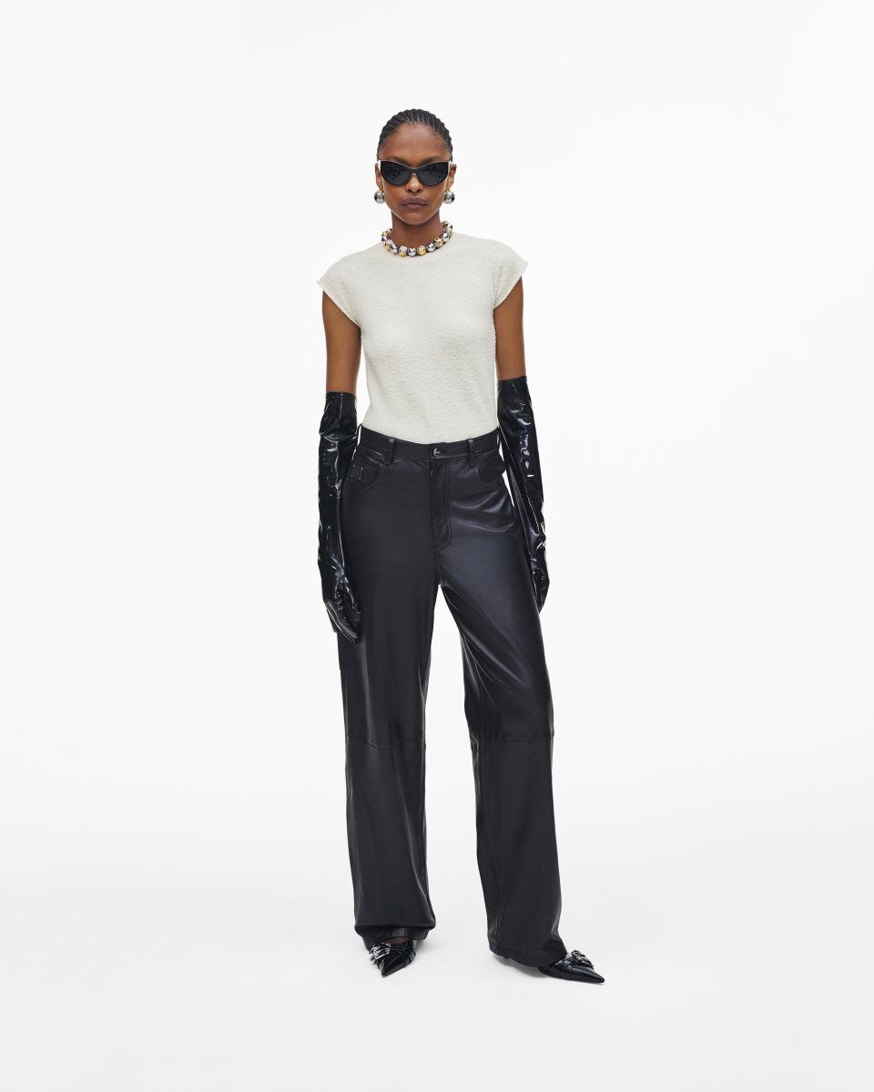 Pantalons Marc Jacobs Oversized Leather Pant Femme Noir | 582VWOJXE