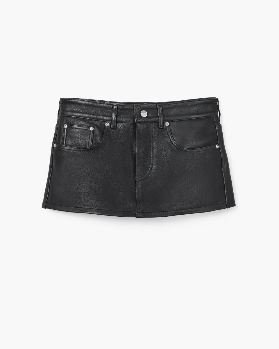 Pantalons Marc Jacobs The Leather Skort Femme Noir | 286VMLJKG
