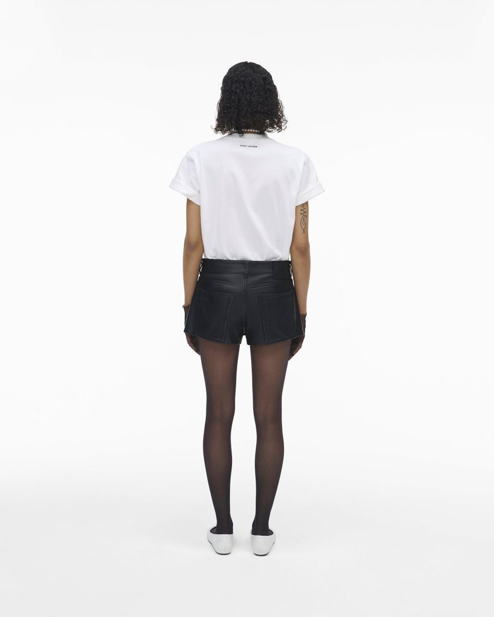 Pantalons Marc Jacobs The Leather Skort Femme Noir | 286VMLJKG
