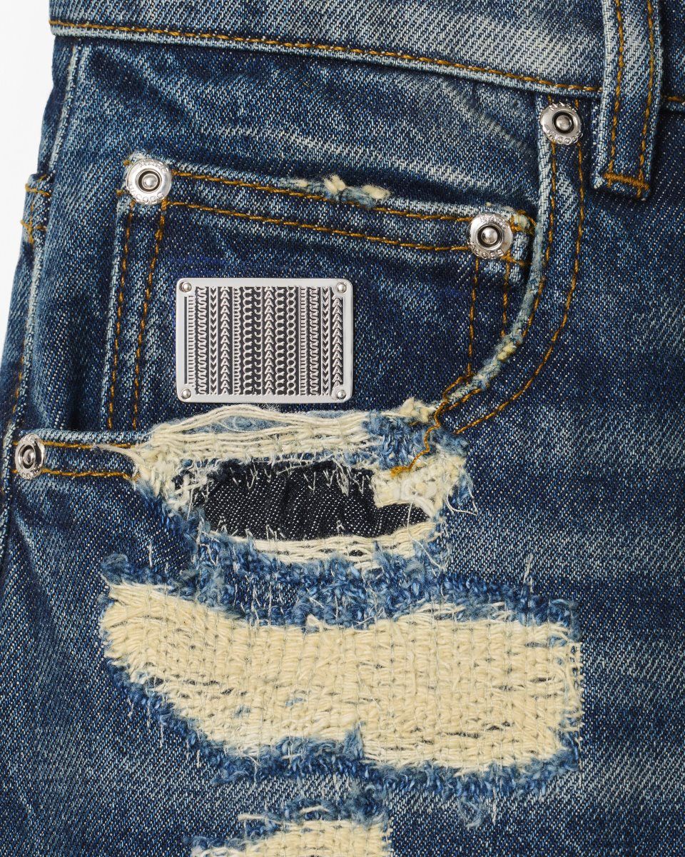 Pantalons Marc Jacobs The Rip And Repair Straight Jean Femme Indigo | 036OFCJXA