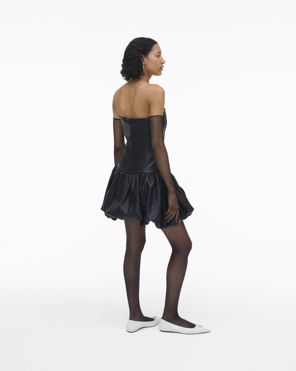Peignoir Marc Jacobs The Leather Bubble Dress Femme Noir | 815DNTSQV