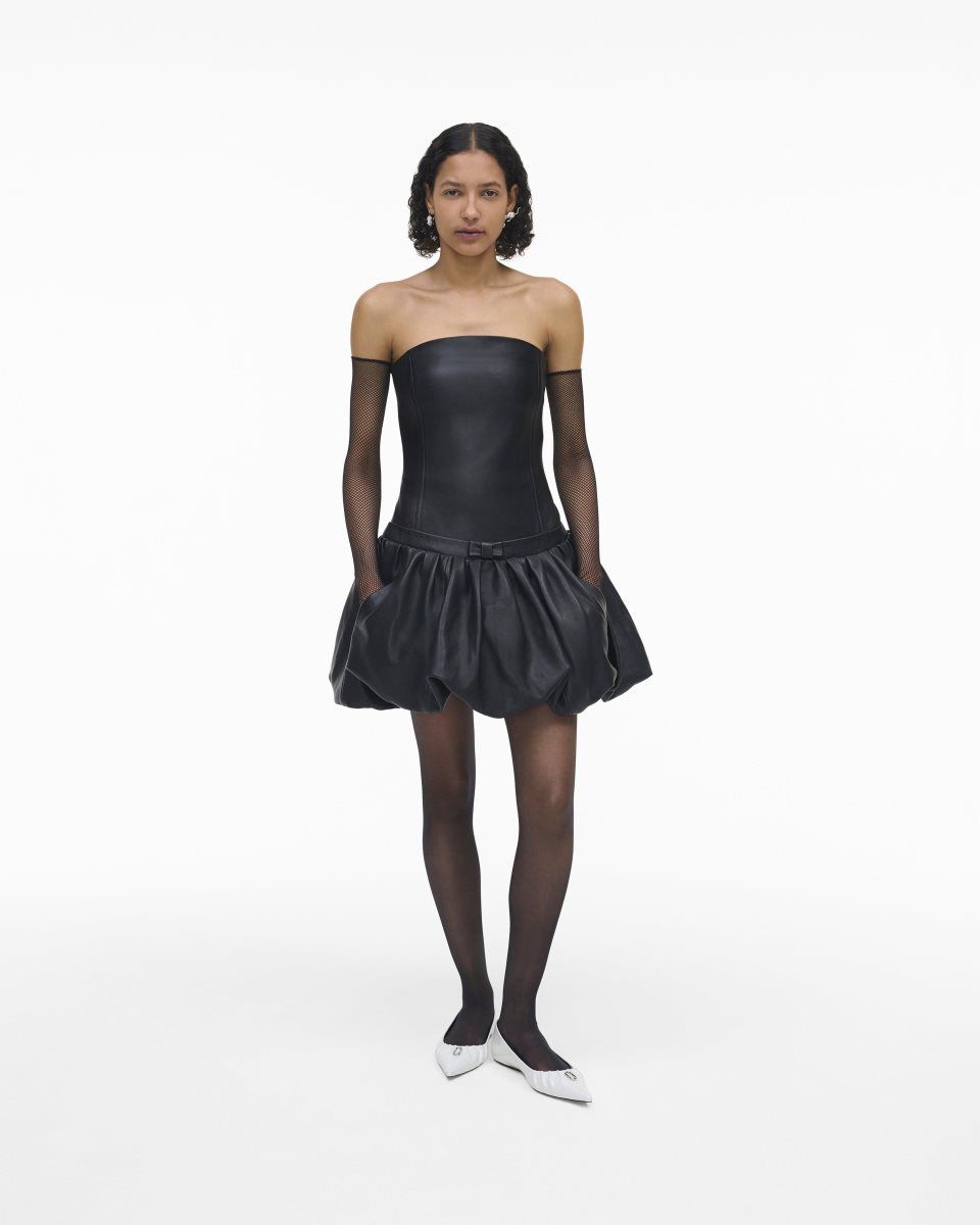 Peignoir Marc Jacobs The Leather Bubble Dress Femme Noir | 815DNTSQV