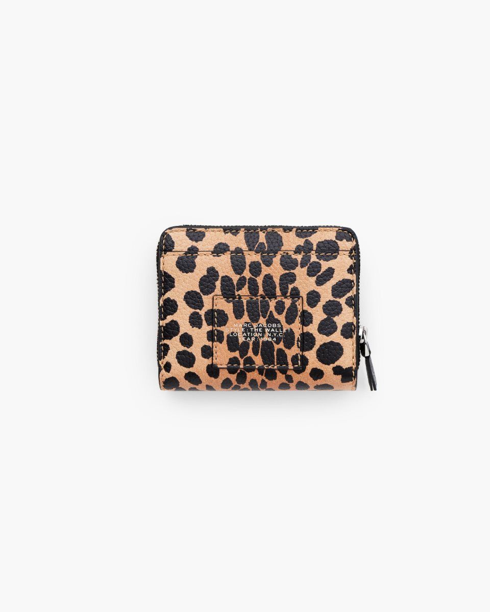 Petits Portefeuilles Marc Jacobs The Cheetah Mini Compact Wallet Femme Noir Multicolore | 792ZEXCUR