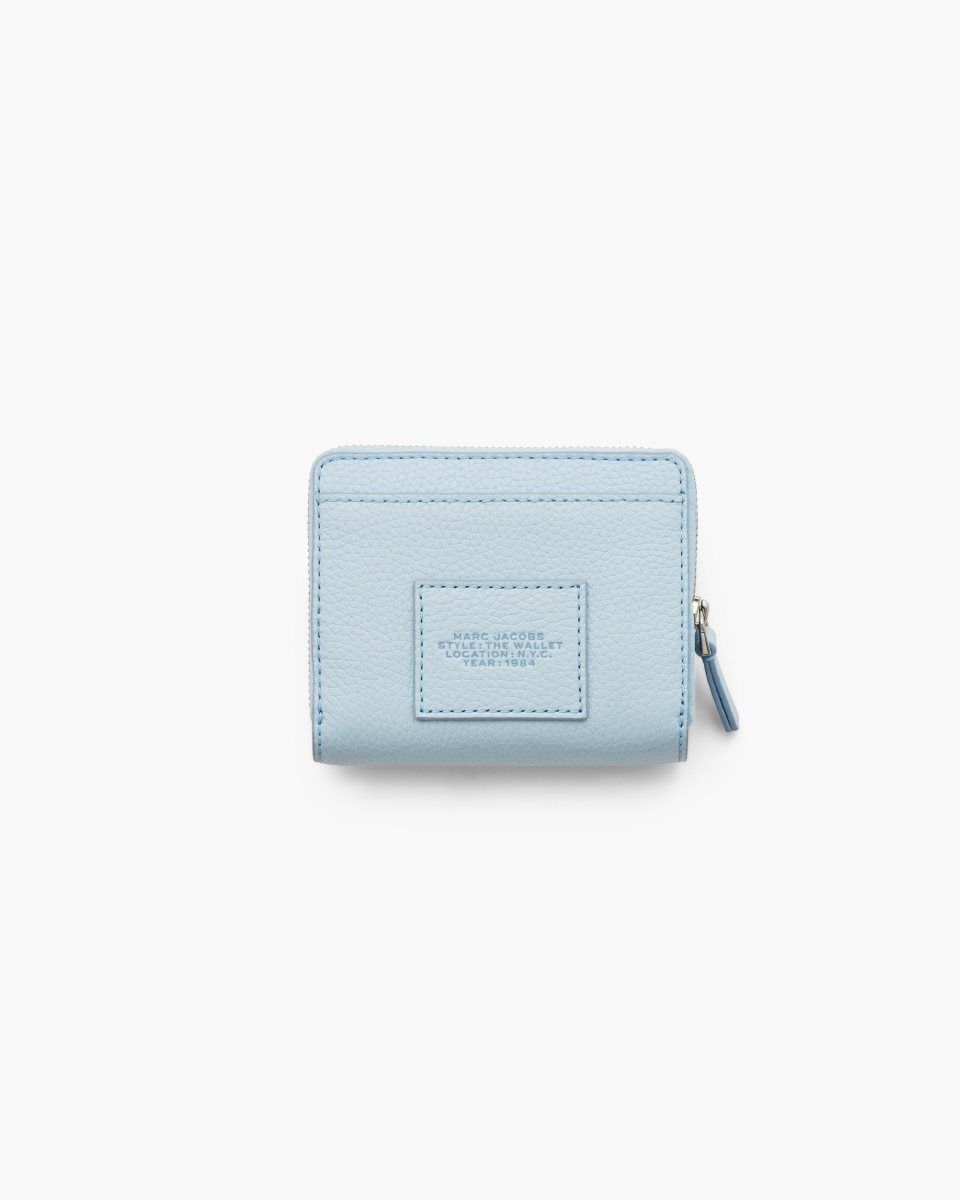Petits Portefeuilles Marc Jacobs The Leather Mini Compact Wallet Femme Bleu | 310MJBVOE