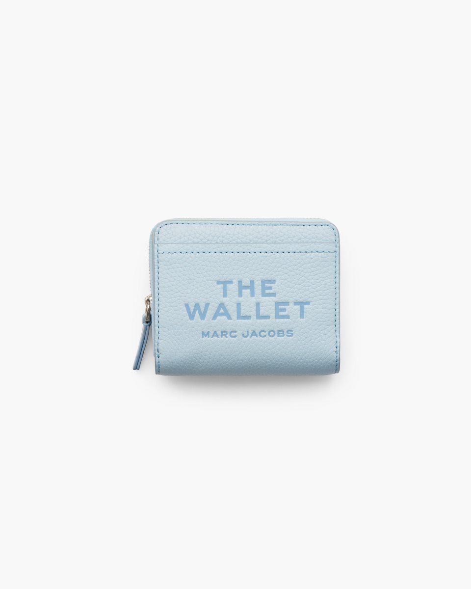 Petits Portefeuilles Marc Jacobs The Leather Mini Compact Wallet Femme Bleu | 310MJBVOE