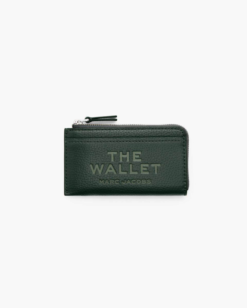 Petits Portefeuilles Marc Jacobs The Leather Top Zip Multi Wallet Femme Vert Foncé | 573PHGJON
