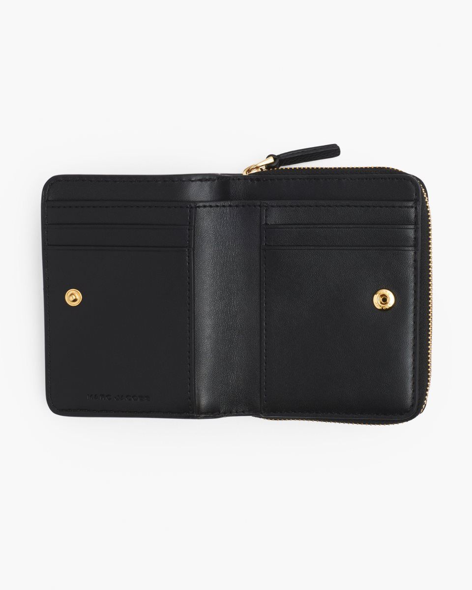Petits Portefeuilles Marc Jacobs The Leather Mini Compact Wallet Femme Noir | 620IAXQRM