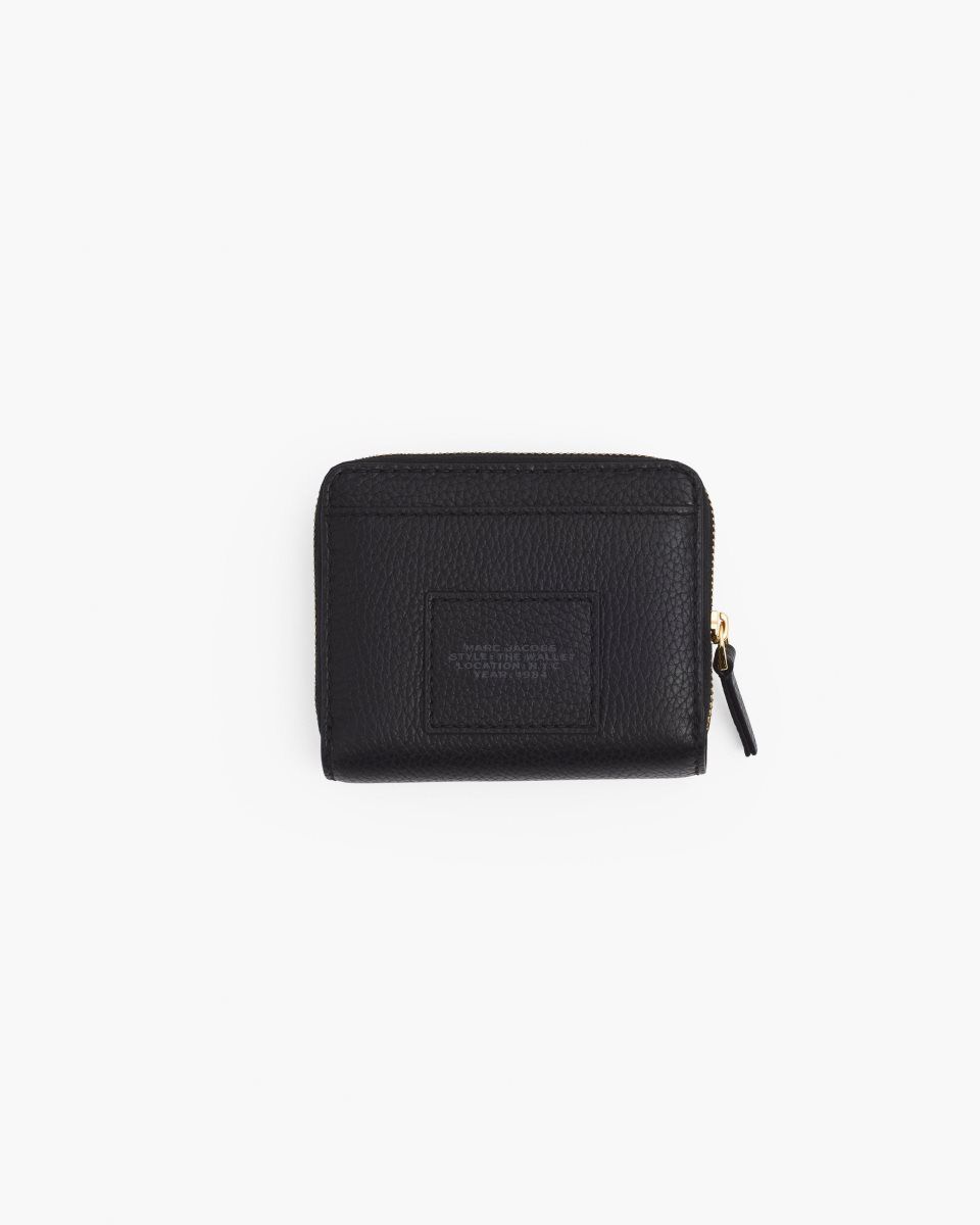 Petits Portefeuilles Marc Jacobs The Leather Mini Compact Wallet Femme Noir | 620IAXQRM