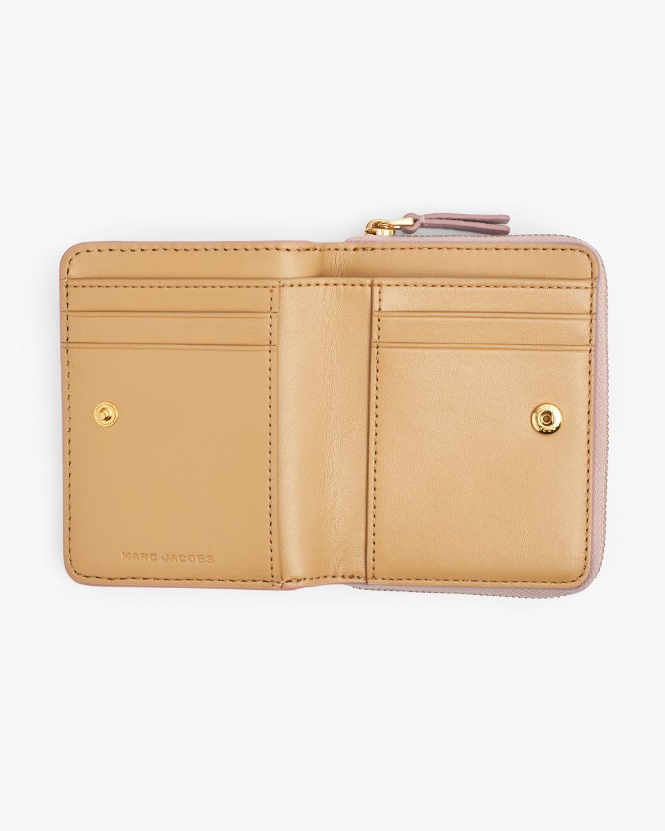 Petits Portefeuilles Marc Jacobs The Leather Mini Compact Wallet Femme Rose | 671BNHYWL