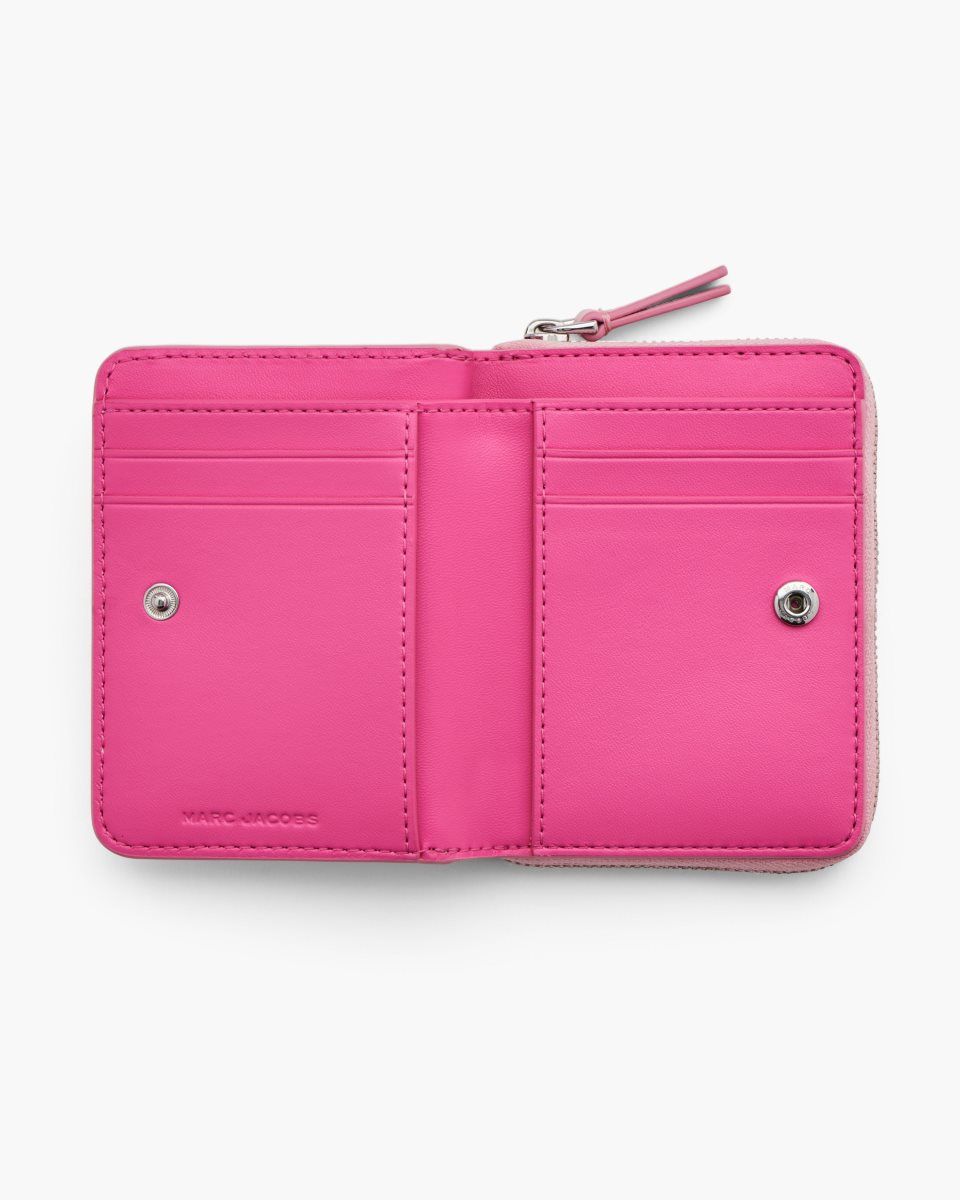 Petits Portefeuilles Marc Jacobs The Leather Mini Compact Wallet Femme Rose | 810VXFAWI