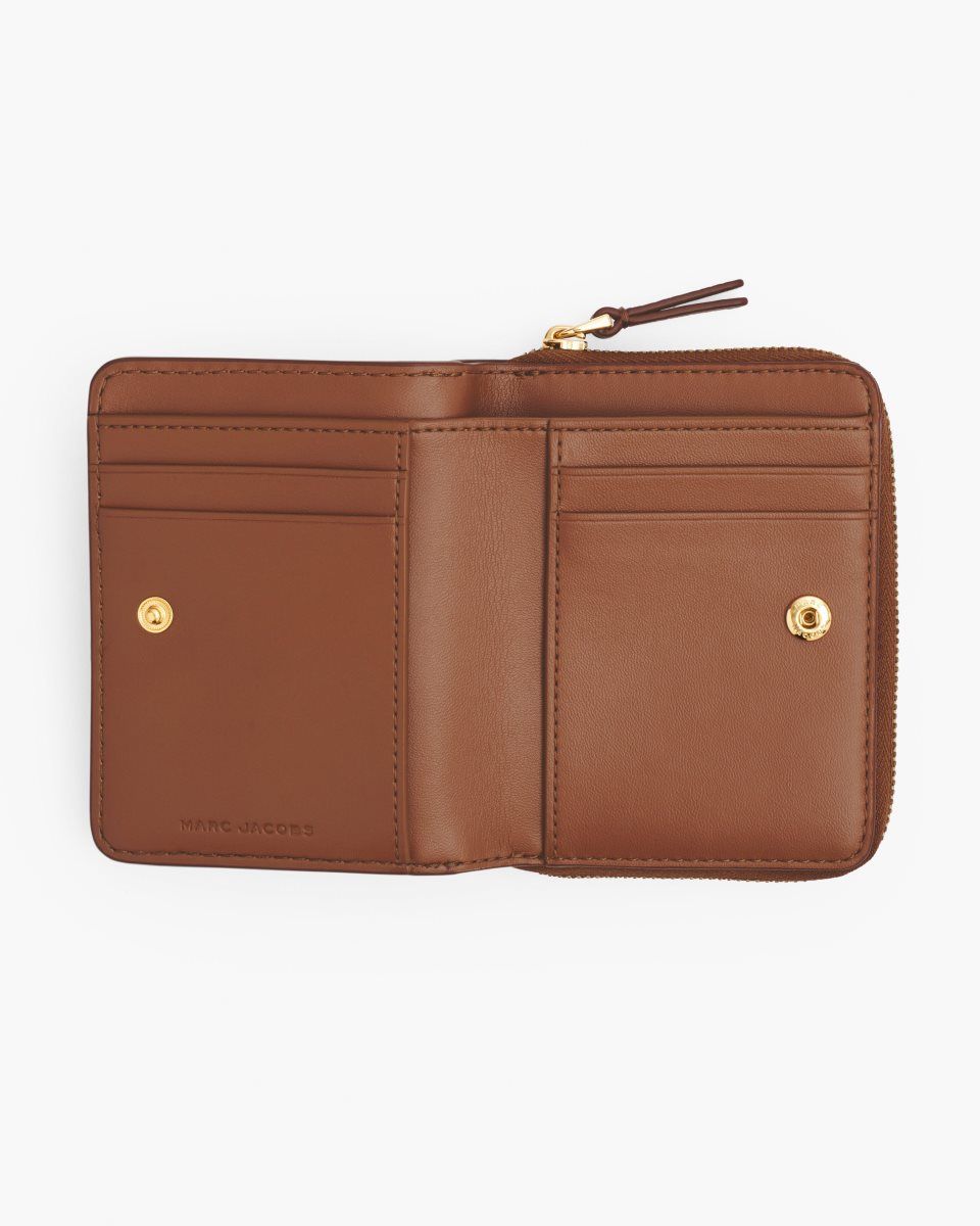 Petits Portefeuilles Marc Jacobs The Leather Mini Compact Wallet Femme Argan Oil | 163NRFKHX