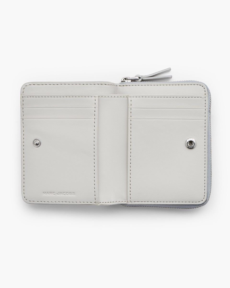 Petits Portefeuilles Marc Jacobs The Metallic Leather Mini Compact Wallet Femme Metal Argent | 291CTPOYM