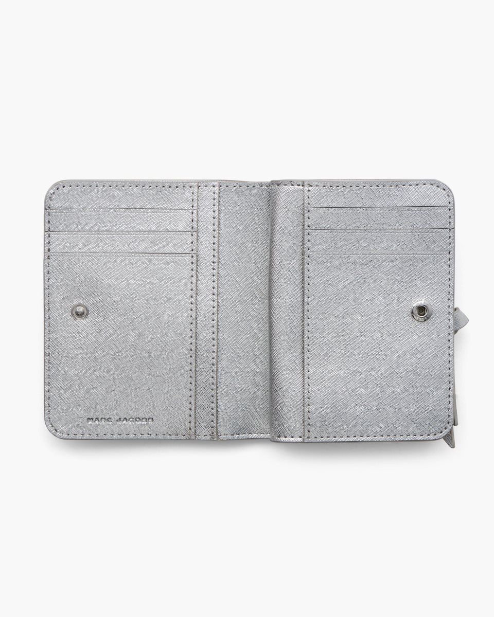 Petits Portefeuilles Marc Jacobs The Metallic Utility Snapshot Mini Compact Wallet Femme Argent | 463TCUNIY