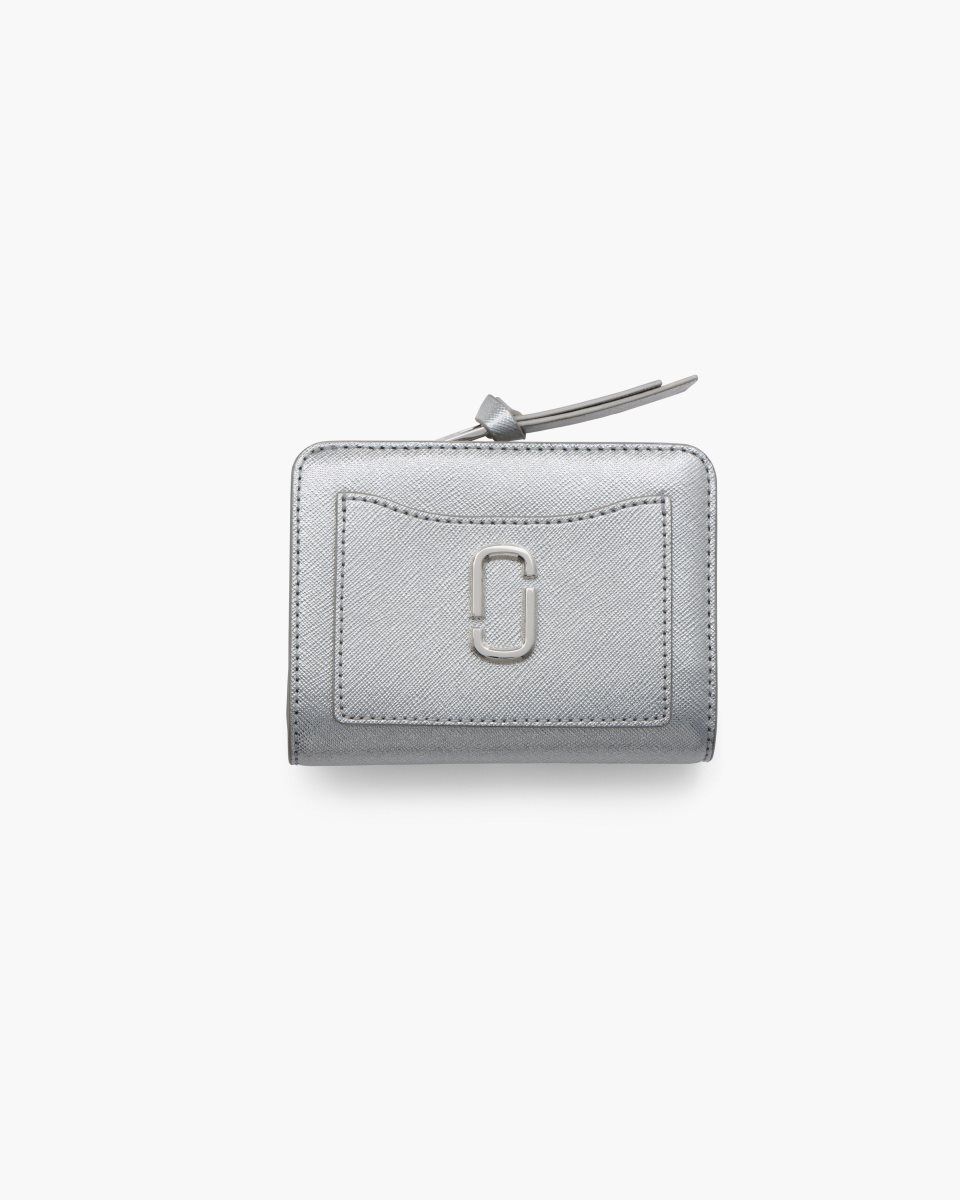 Petits Portefeuilles Marc Jacobs The Metallic Utility Snapshot Mini Compact Wallet Femme Argent | 463TCUNIY