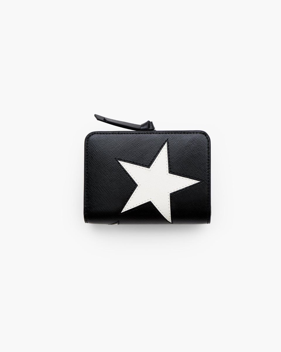 Petits Portefeuilles Marc Jacobs The Star Patchwork Mini Compact Wallet Femme Noir Blanche | 641AUDMZT