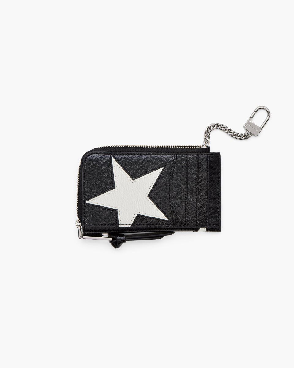 Petits Portefeuilles Marc Jacobs The Star Patchwork Top Zip Multi Wallet Femme Noir Blanche | 652PDLZRK