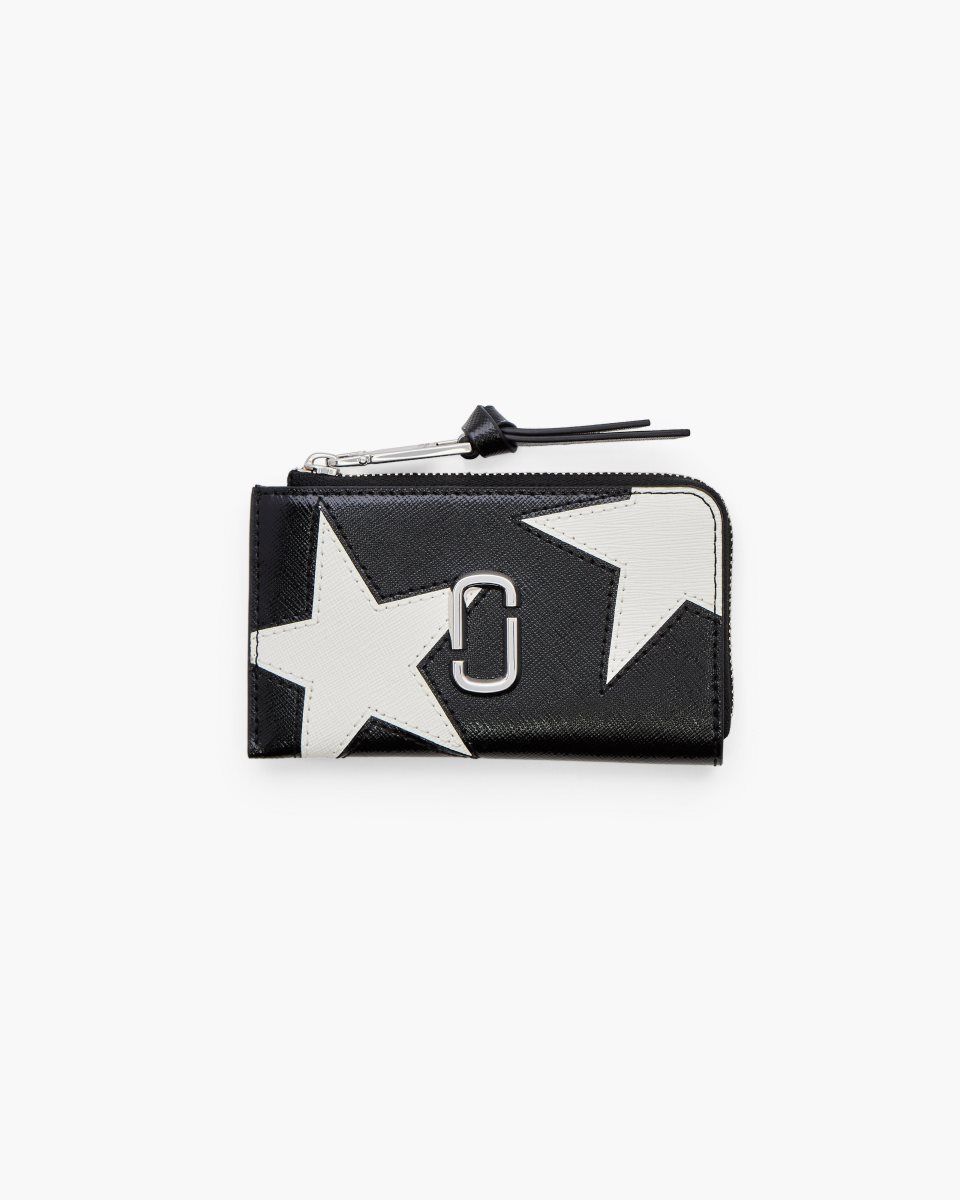 Petits Portefeuilles Marc Jacobs The Star Patchwork Top Zip Multi Wallet Femme Noir Blanche | 652PDLZRK