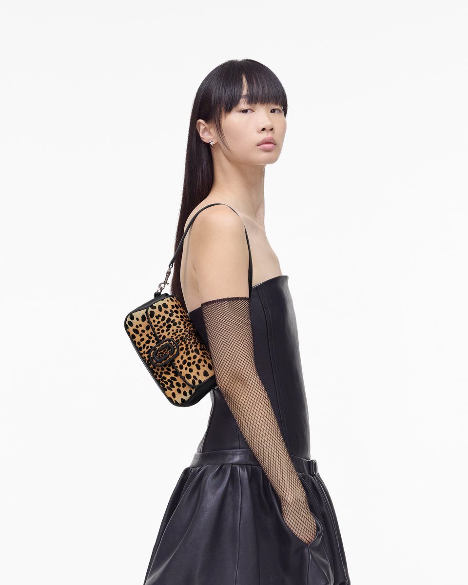 Sac Bandoulière Marc Jacobs The Cheetah Haircalf Clover Shoulder Bag Femme Noir Multicolore | 340DHGYNU