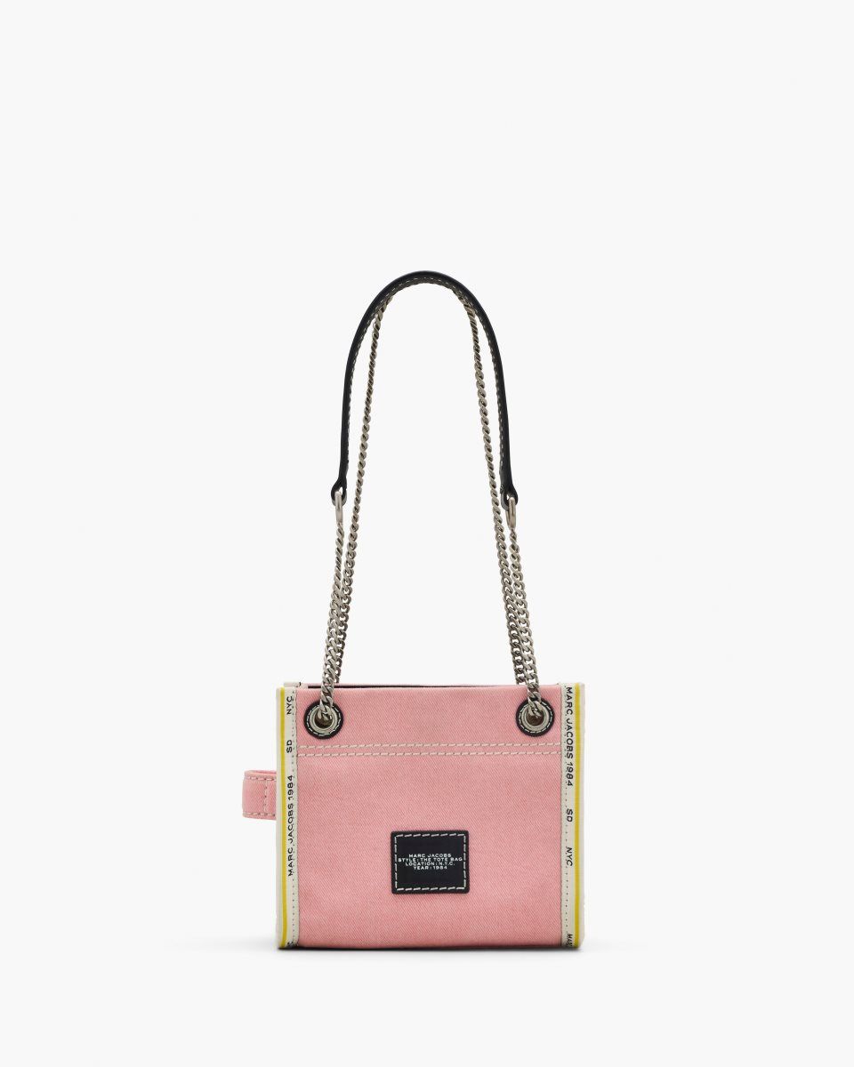 Sac Bandoulière Marc Jacobs The Denim Chain Crossbody Tote Bag Femme Rose | 194YWTFKQ