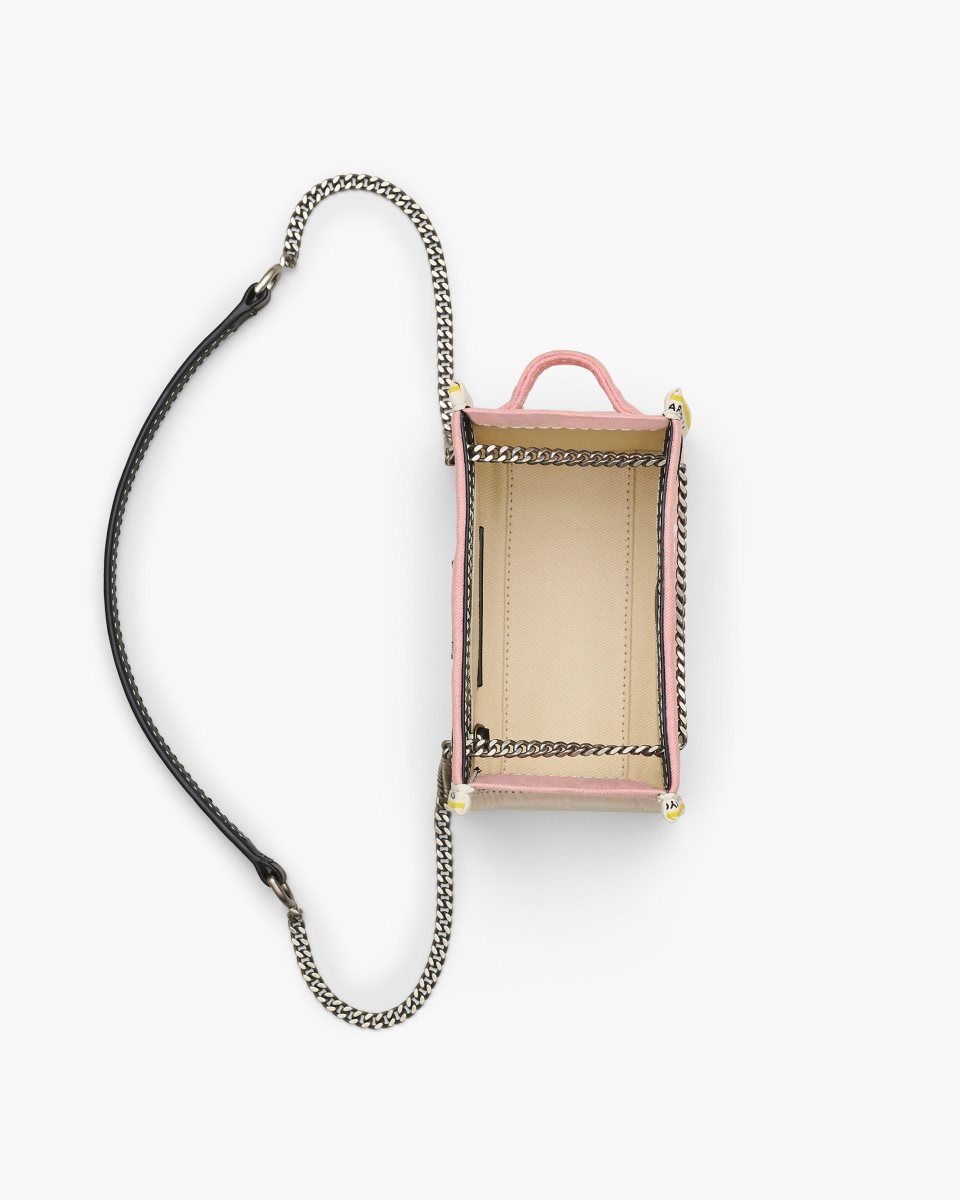 Sac Bandoulière Marc Jacobs The Denim Chain Crossbody Tote Bag Femme Rose | 194YWTFKQ