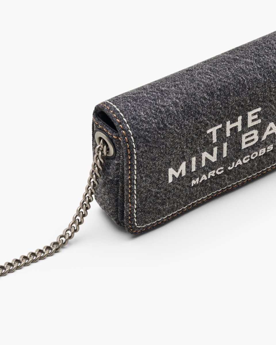 Sac Bandoulière Marc Jacobs The Denim Chain Mini Bag Femme Noir Lavage | 236FZNLYD