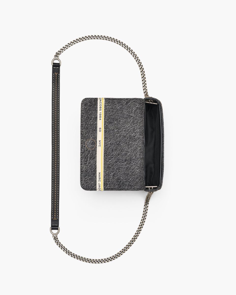 Sac Bandoulière Marc Jacobs The Denim Chain Mini Bag Femme Noir Lavage | 236FZNLYD
