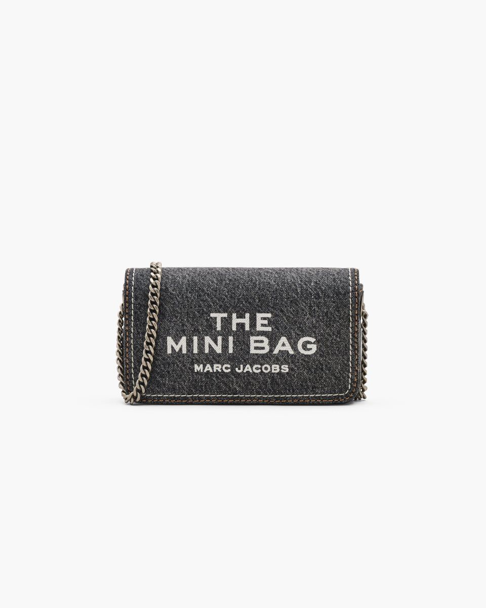 Sac Bandoulière Marc Jacobs The Denim Chain Mini Bag Femme Noir Lavage | 236FZNLYD