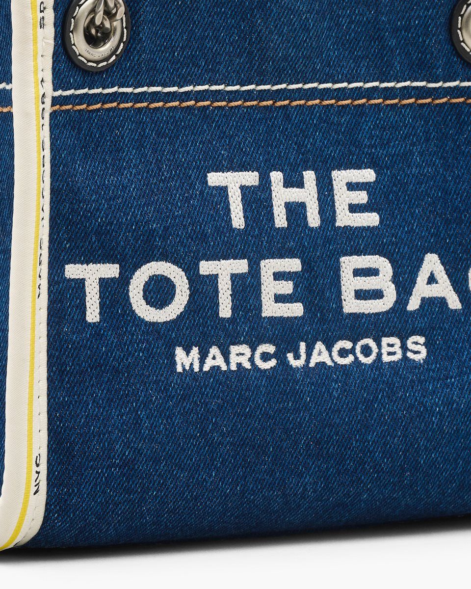 Sac Bandoulière Marc Jacobs The Denim Chain Crossbody Tote Bag Femme Lavage Foncé | 324TKEYSW