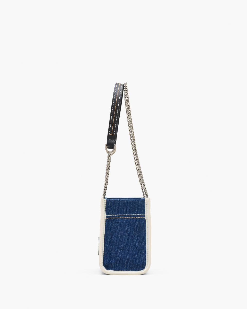 Sac Bandoulière Marc Jacobs The Denim Chain Crossbody Tote Bag Femme Lavage Foncé | 324TKEYSW