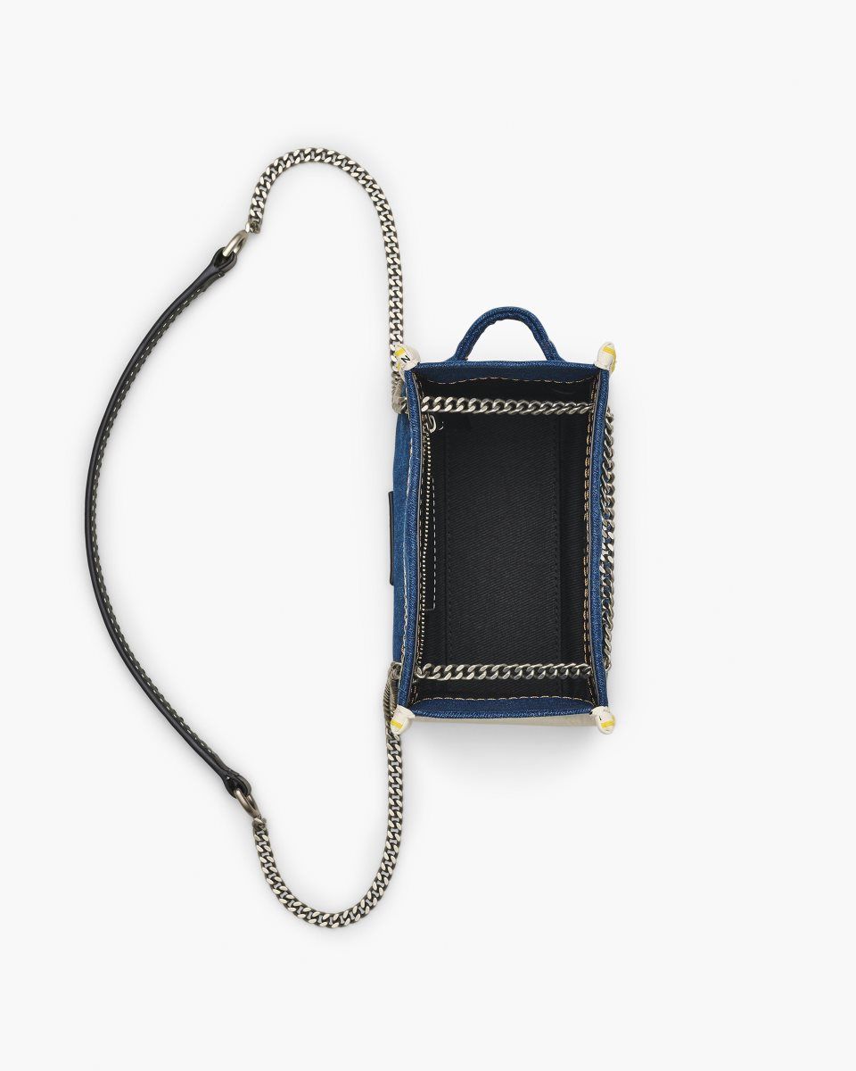 Sac Bandoulière Marc Jacobs The Denim Chain Crossbody Tote Bag Femme Lavage Foncé | 324TKEYSW