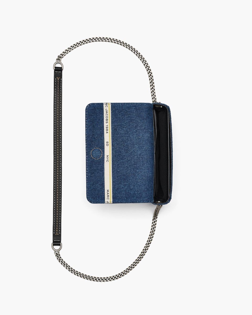 Sac Bandoulière Marc Jacobs The Denim Chain Mini Bag Femme Lavage Foncé | 751UOCDQZ