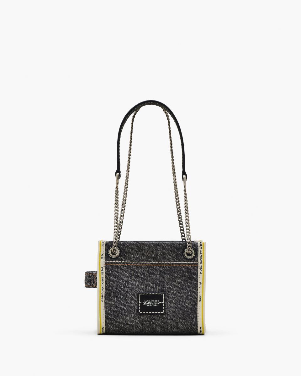 Sac Bandoulière Marc Jacobs The Denim Chain Crossbody Tote Bag Femme Noir Lavage | 021YBMCTZ