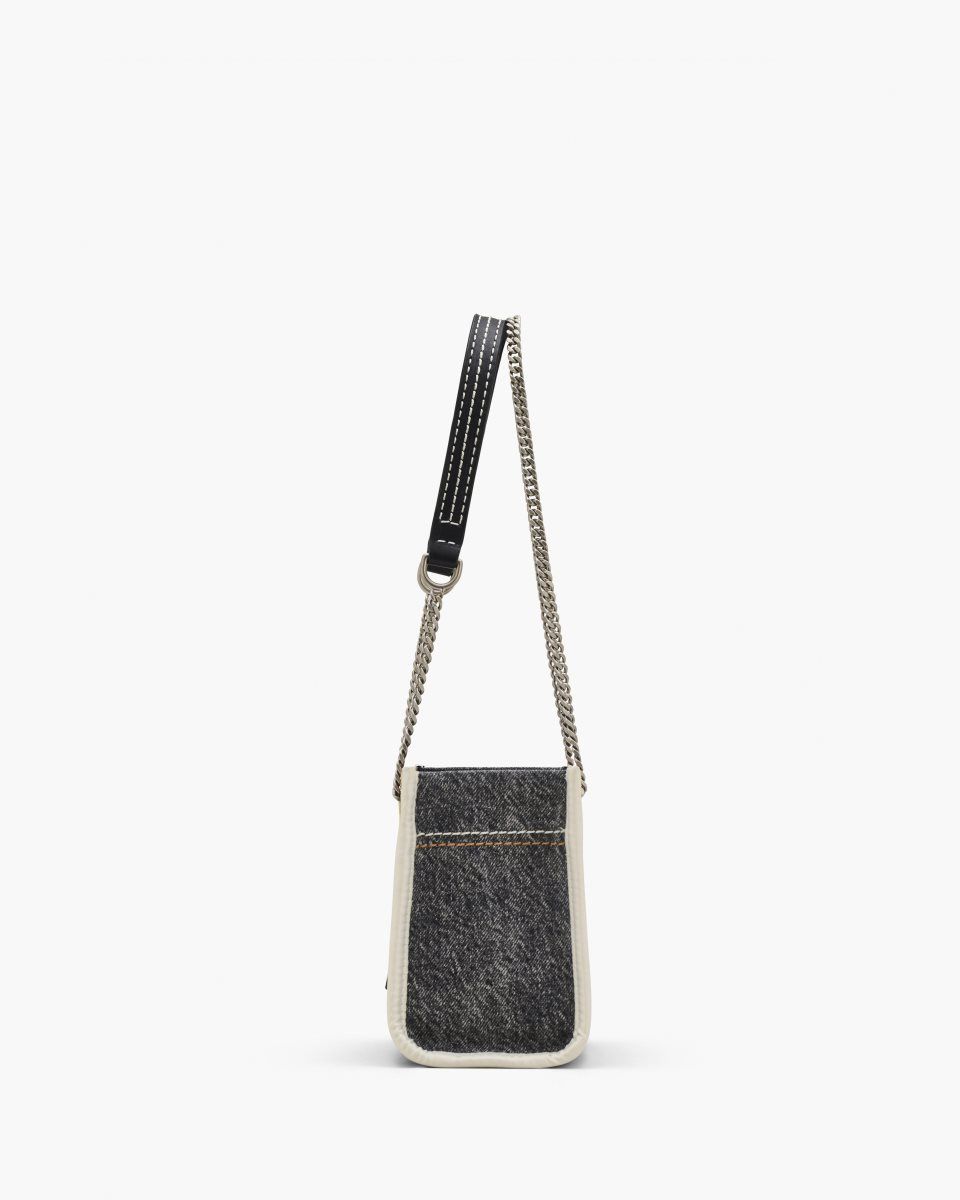 Sac Bandoulière Marc Jacobs The Denim Chain Crossbody Tote Bag Femme Noir Lavage | 021YBMCTZ