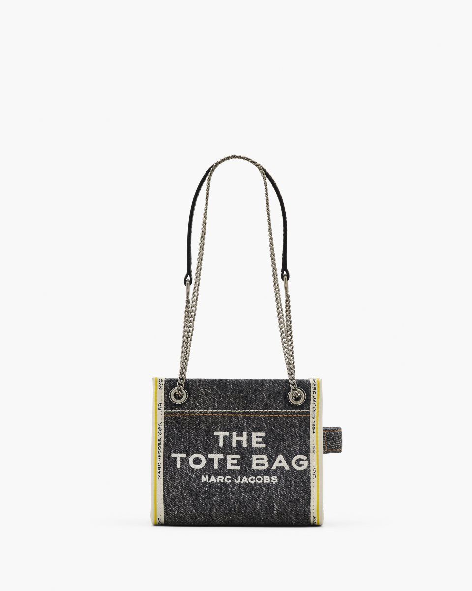 Sac Bandoulière Marc Jacobs The Denim Chain Crossbody Tote Bag Femme Noir Lavage | 021YBMCTZ