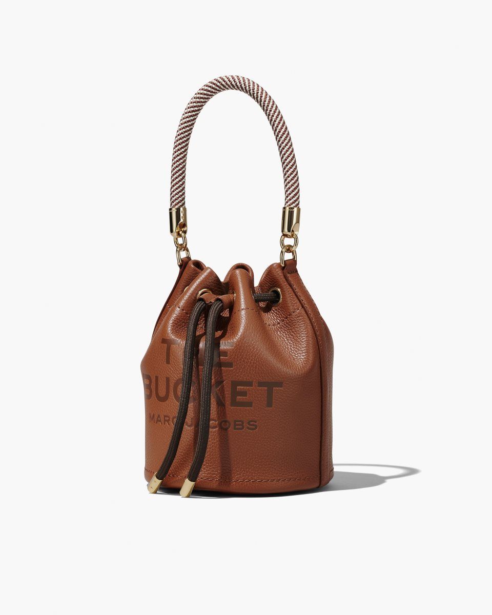 Sac Bandoulière Marc Jacobs The Leather Bucket Bag Femme Argan Oil | 126FONELT