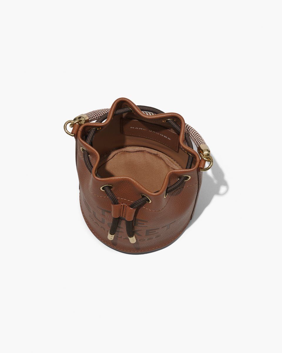Sac Bandoulière Marc Jacobs The Leather Bucket Bag Femme Argan Oil | 126FONELT
