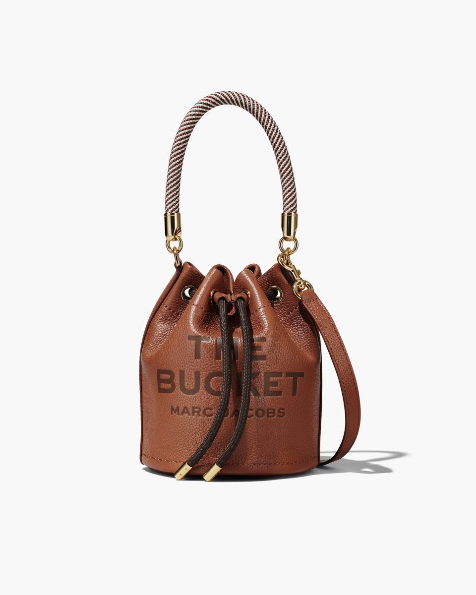 Sac Bandoulière Marc Jacobs The Leather Bucket Bag Femme Argan Oil | 126FONELT
