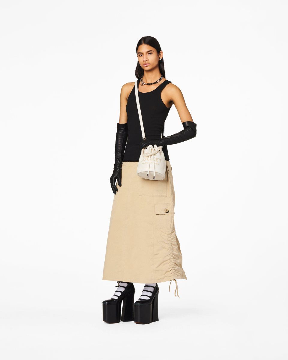 Sac Bandoulière Marc Jacobs The Leather Bucket Bag Femme Argent | 182CEPKWZ