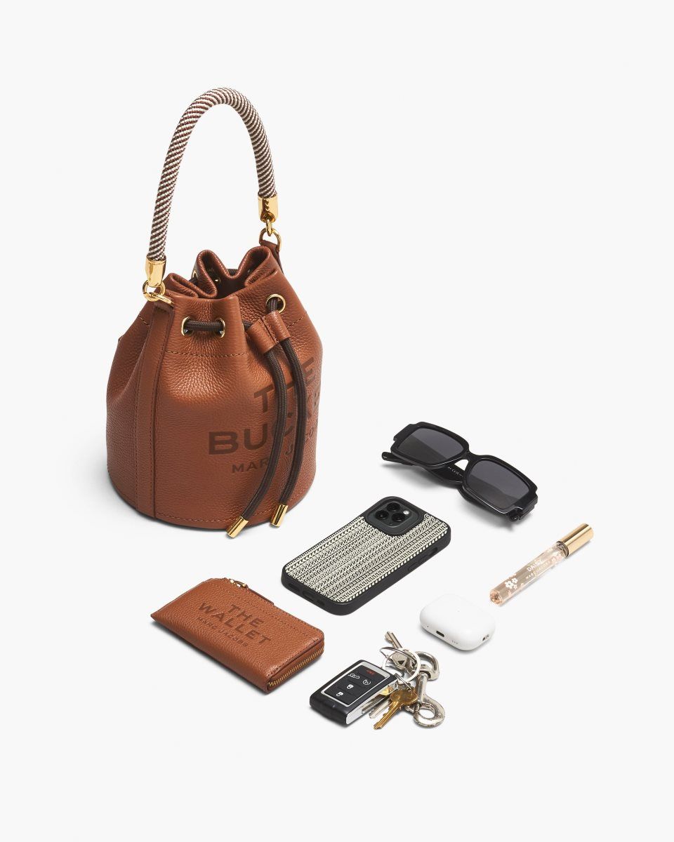 Sac Bandoulière Marc Jacobs The Leather Bucket Bag Femme Argent | 182CEPKWZ
