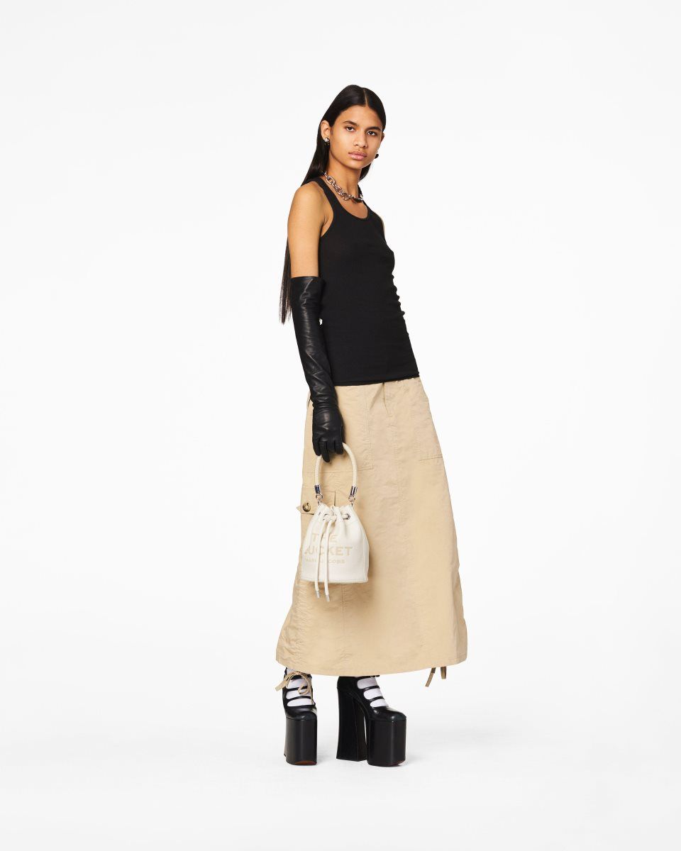 Sac Bandoulière Marc Jacobs The Leather Bucket Bag Femme Argent | 182CEPKWZ