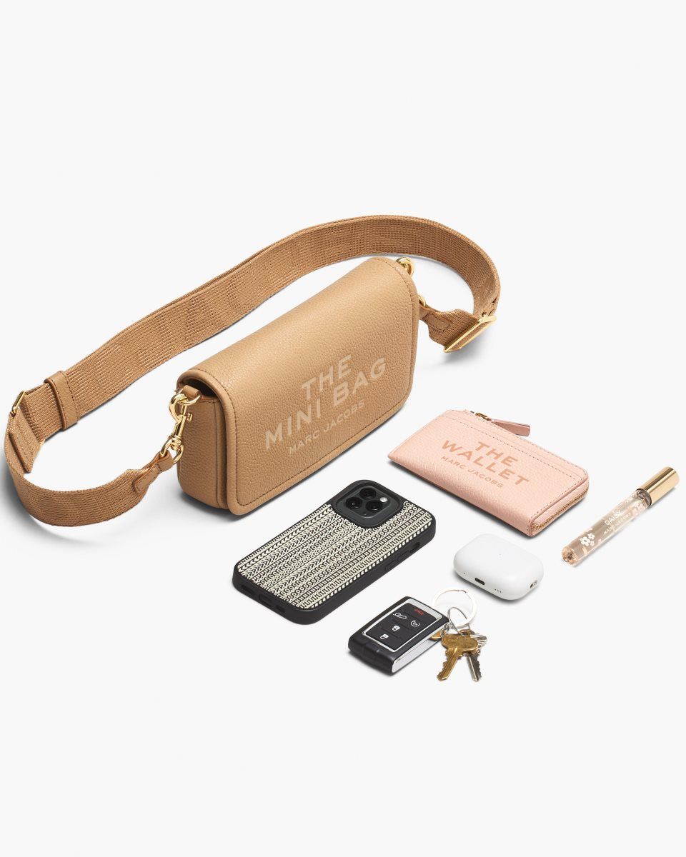 Sac Bandoulière Marc Jacobs The Leather Mini Bag Femme Argan Oil | 502AHQREI